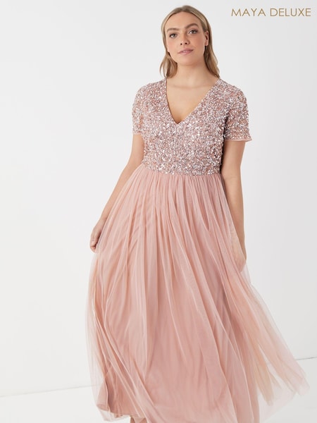 Maya V Neck Short Sleeve Sequin Maxi Dress (L09863) | 35 €