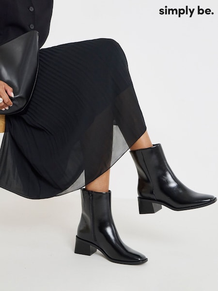 Black - Simply Be Square Toe Ankle Boots
