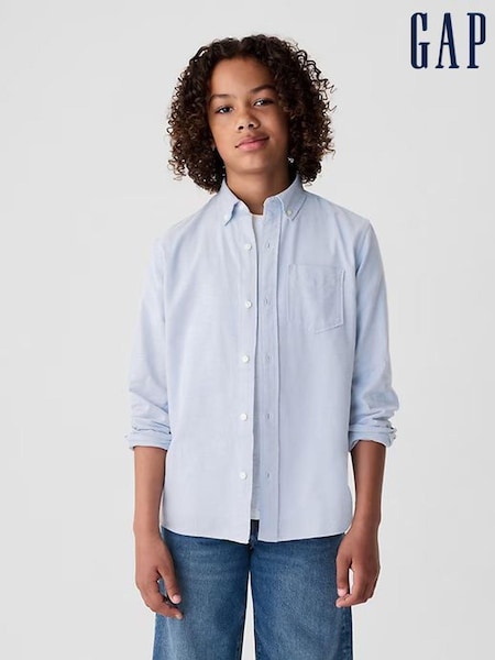 Sininen - Gap Cotton Pitkä hiha Pocket oxford-kangas Paidat (4-13v) (L15391) | €28
