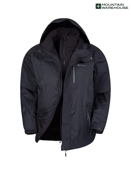 Mountain Warehouse Black Bracken Extreme 3 In 1 Mens Waterproof Jacket (L16499) | AED466