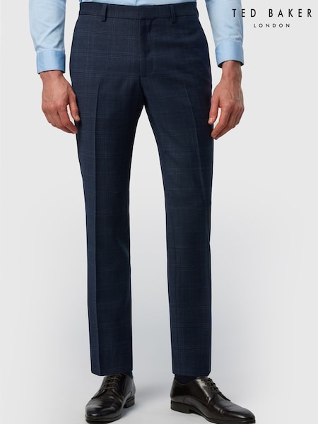 Bleumarin albastru - Regular Ted Baker Tailoring Slim Fit Hopsack Check Trousers