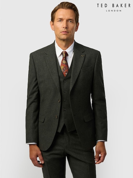 أخضر - Regular Ted Baker Tailoring Fit Texture Puppytooth Jacket