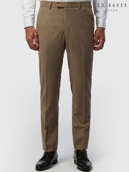 Бежевый/коричневый - Regular Ted Baker Tailoring Tailored Fit Texture Puppytooth Trousers
