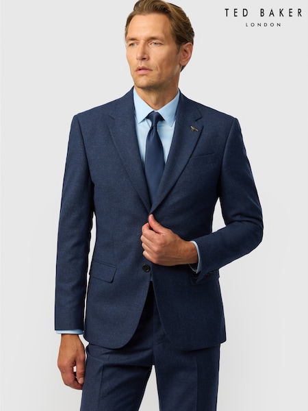 Navy Blue - Regular Ted Baker Tailoring Fit Texture Puppytooth Jacket