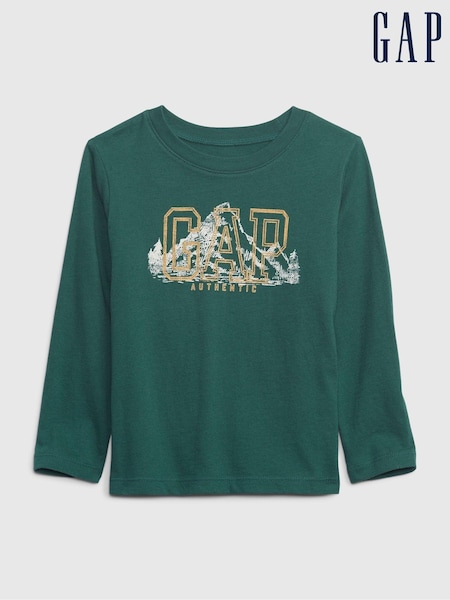 Gap Dark Green Long Sleeve Crew Neck T-Shirt (L17976) | €5.50