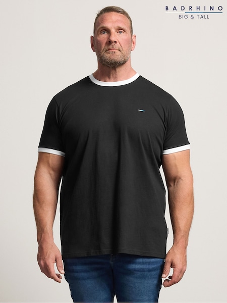 Black - Regular Badrhino Big & Tall Ringer T-shirt