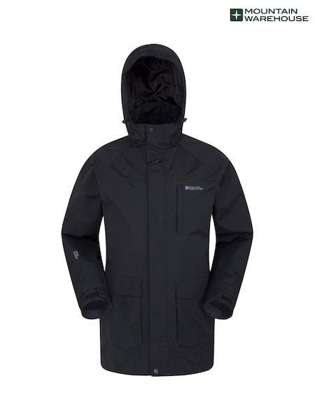 Mountain Warehouse Black Glacier Ii Extreme Mens Waterproof Long Jacket (L18100) | €63