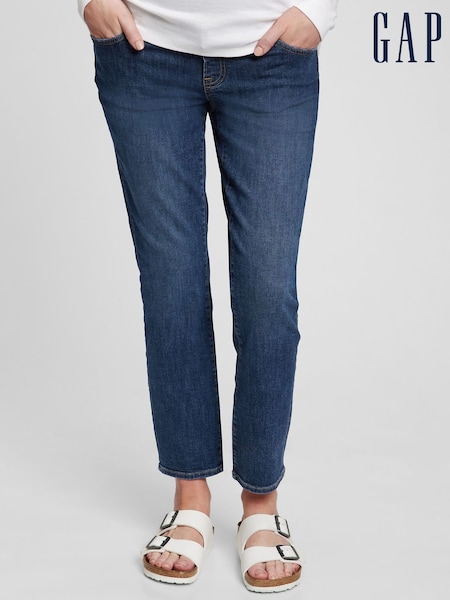 Gap Dark Wash Blue Maternity True Waistband Full Panel Vintage Slim Jeans (L19591) | €13.50