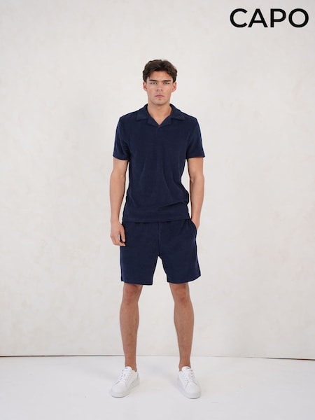 Blue - Regular Capo Towelling Shorts