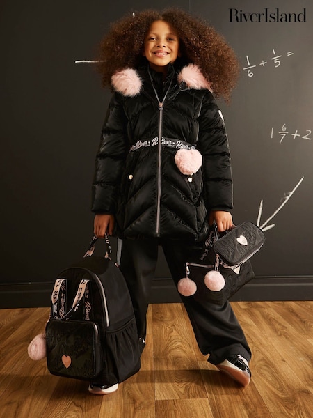 Black - River Island Back To School Backpack, Lunchbox & Pencil Case
