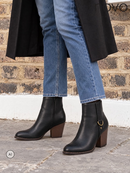 Crno - Novo Julie Hardware Heeled Ankle Boots