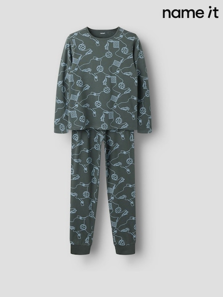 Green - Name It Cotton Football Pyjamas