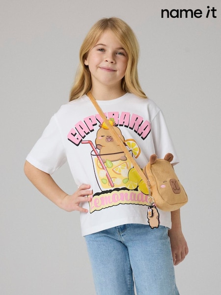 White - Name It Capybara Short Sleeve Boxy T-shirt