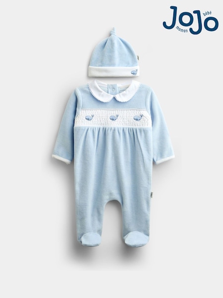 أزرق - Jojo Maman Bébé Smocked All In One