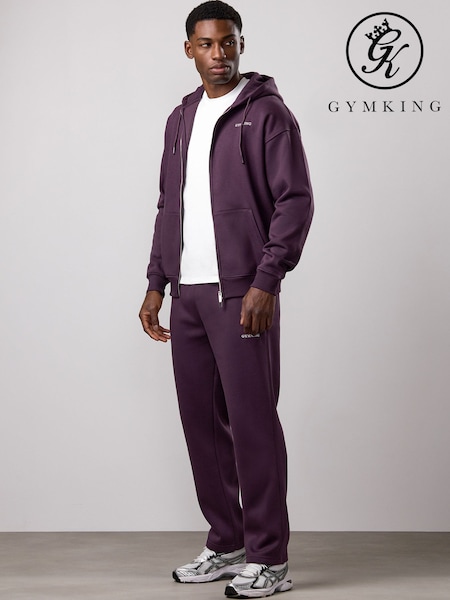 Purple - Regular Gym King Fundamental Fleece Linear Full Zip Hoodie