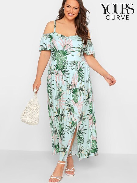 Yours Curve Green London Cold Shoulder Maxi Dress (L36841) | €15