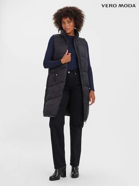 VERO MODA Black Longline Padded Gilet (L45258) | €38