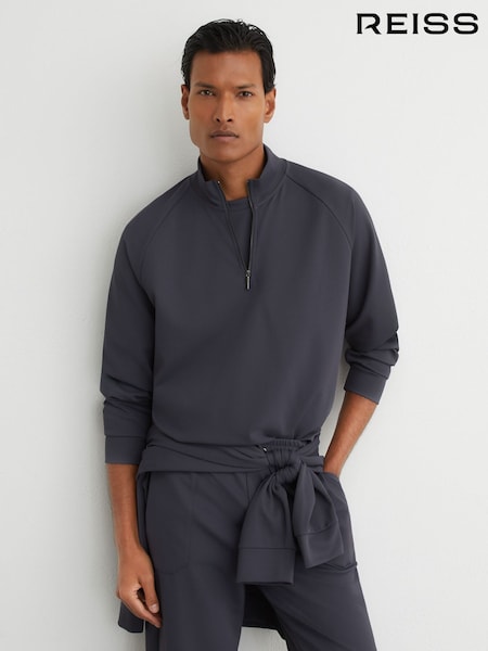 Әскери-әуе күштерінің көк түсі - Regular Reiss Eytan R-flex Stretch-twill Half-zip Sweatshirt