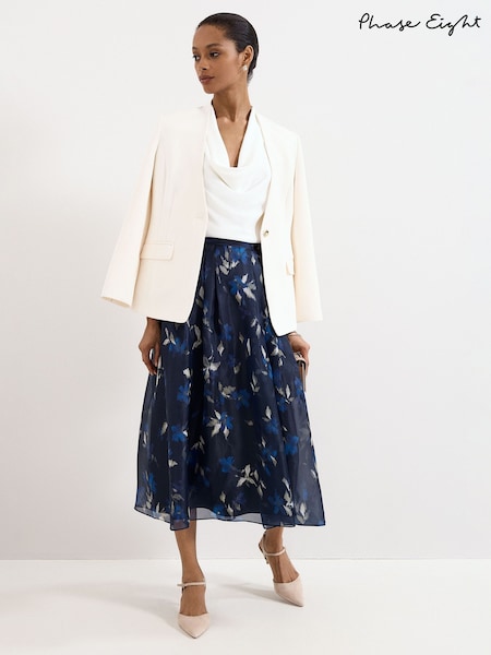Blue - Phase Eight Marella Floral Skirt