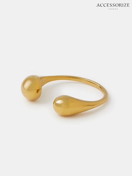Gold - Accessorize Stainless Steel Open Adjustable Ring