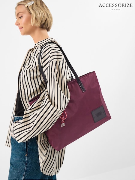 Red - Accessorize Harper Nylon Laptop Tote Bag