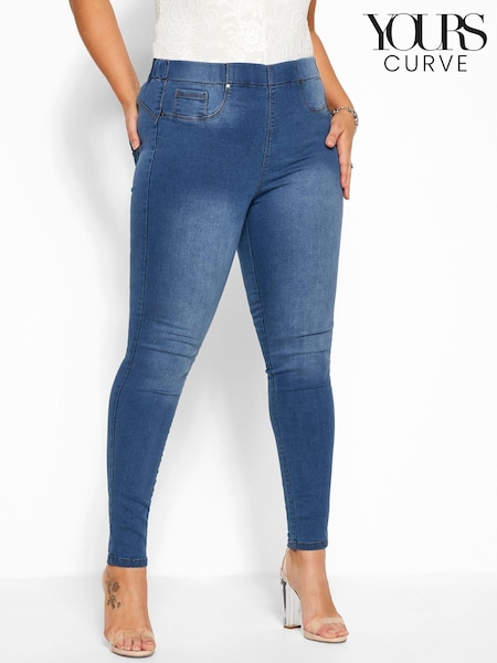 Mittelblau - Yours Curve Lola Gesäßformende Jeggings zum Hineinschlüpfen (L75690) | 17 €