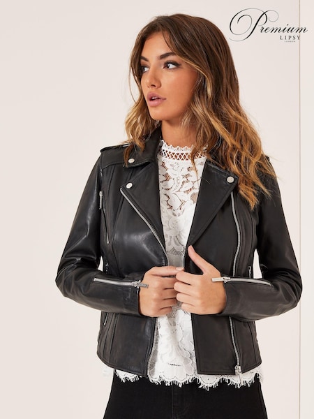 Lipsy Black Premium Leather Biker (L80602) | €60