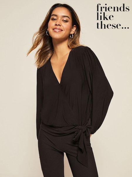 Friends Like These BlackBlack Jersey ITY Wrap Top (L83206) | €5.50