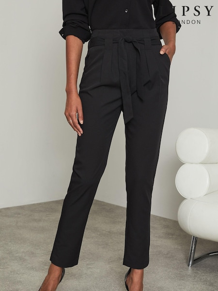Schwarz - Lipsy Tailored Belted Tapered Trousers (L89679) | 20 €