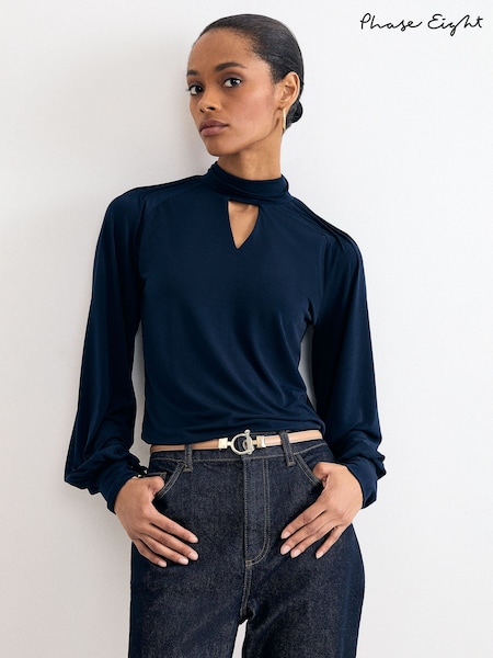 כחול  - Phase Eight Ilaria Drape Sleeve Top
