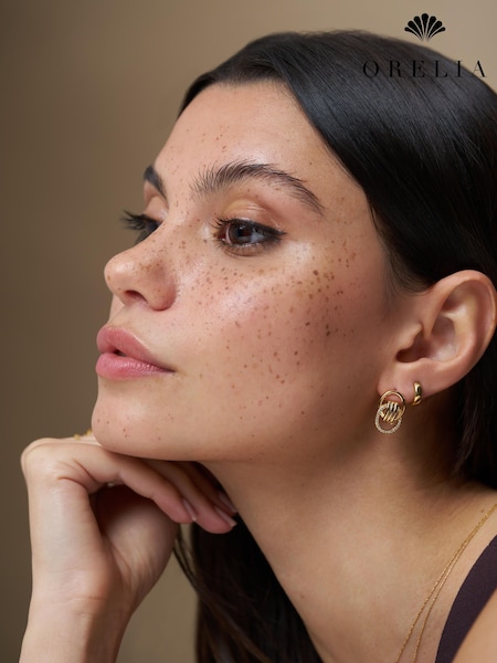 Gold Tone - Orelia London Interlocking Halo Pavé Earrings