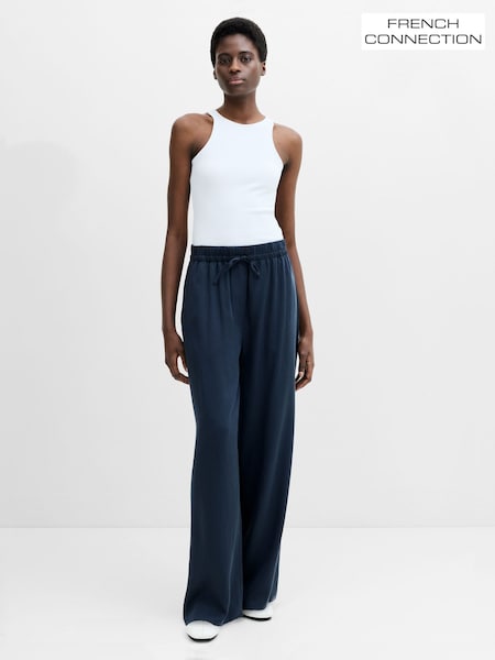 Blue - French Connection Yassie Drawstring Barrel Leg Trousers