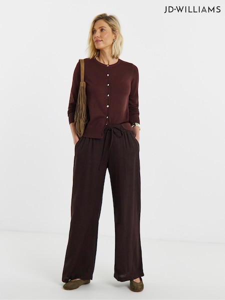 Brown - Jd Williams Crew Neck Cardigan