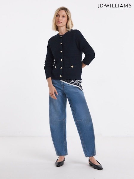 Blue - Jd Williams Stitch Detail Long Sleeve Cardigan