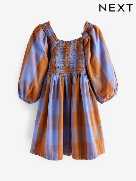 Purple Puff Sleeve Smock Dress (3-16yrs) (M00422) | €17 - €22
