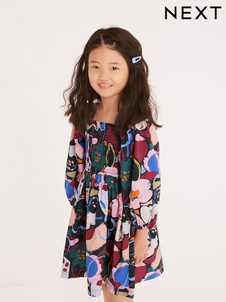 Pink Puff Sleeve Smock Dress (3-16yrs) (M00424) | €17 - €22