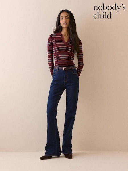 White - Nobodys Child Open Collar Fg Rib Top