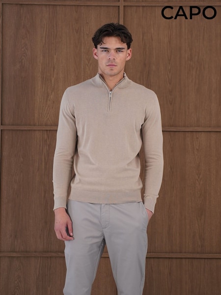 Miesaskrāsa - Regular Capo Egyptian Cotton 1/4 Zip Sweat Top