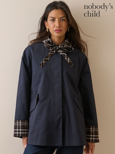 Blue - Nobodys Child Tartan Trim Country Jacket