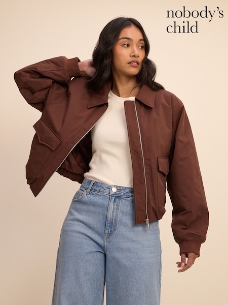 חום - Nobodys Child Collared Bomber Jacket