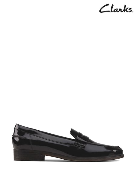 Clarks Black Pat Hamble Wide Fit Loafer Shoes (M02488) | €35