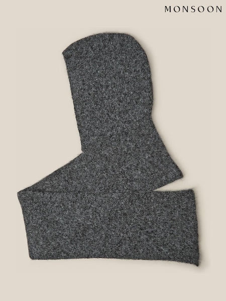 Grey - Monsoon Tula Hooded Scarf