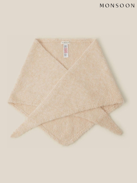 Natural - Monsoon Taya Knitted Triangle Scarf