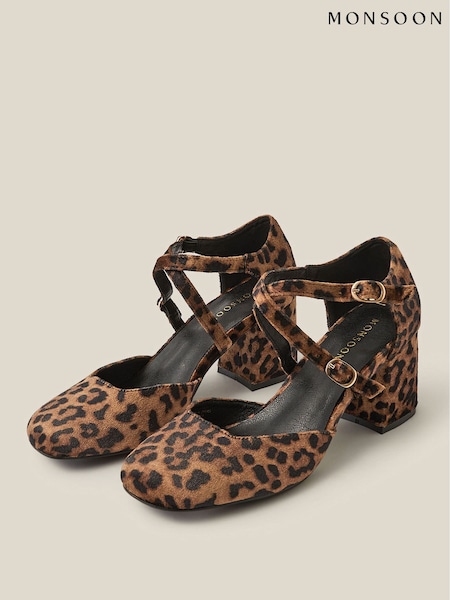 Natural - Monsoon Gia Leopard Print Mary Jane Heels