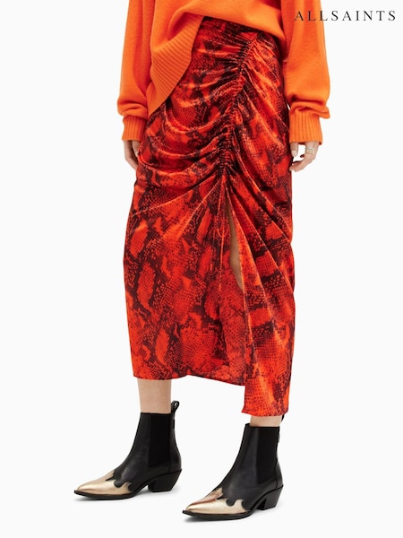 AllSaints Orange Carla Tahoe Skirt (M02982) | €122