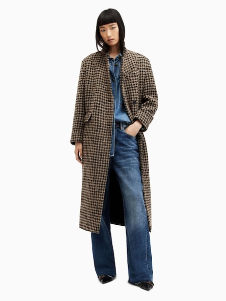AllSaints Brown 100% Cotton Jacmes Check Coat (M02984) | €224