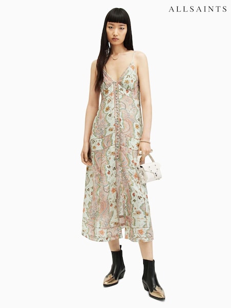 AllSaints Green Dahlia Cascade Dress (M03546) | €95