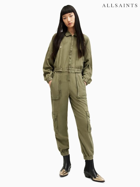 AllSaints Green Frieda Denim Jumpsuit (M03611) | €114