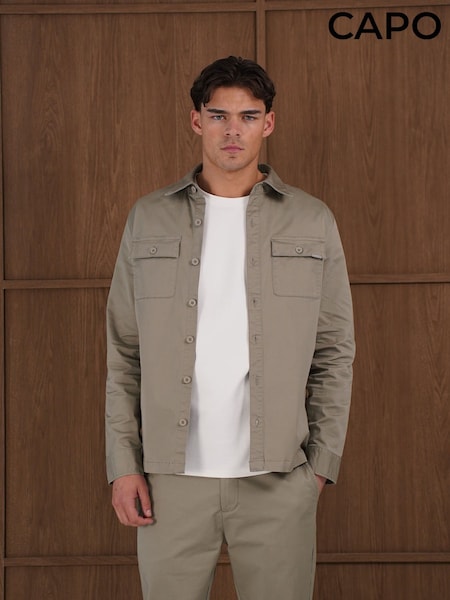 Berde - Regular Capo Cotton Cargo Overshirt