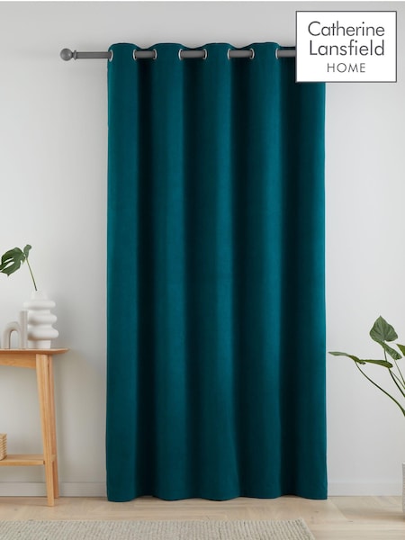 Catherine Lansfield Teal Blue Wilson Thermal Fleece Lined Door Curtain Panel (M03988) | R$ 275 - R$ 375